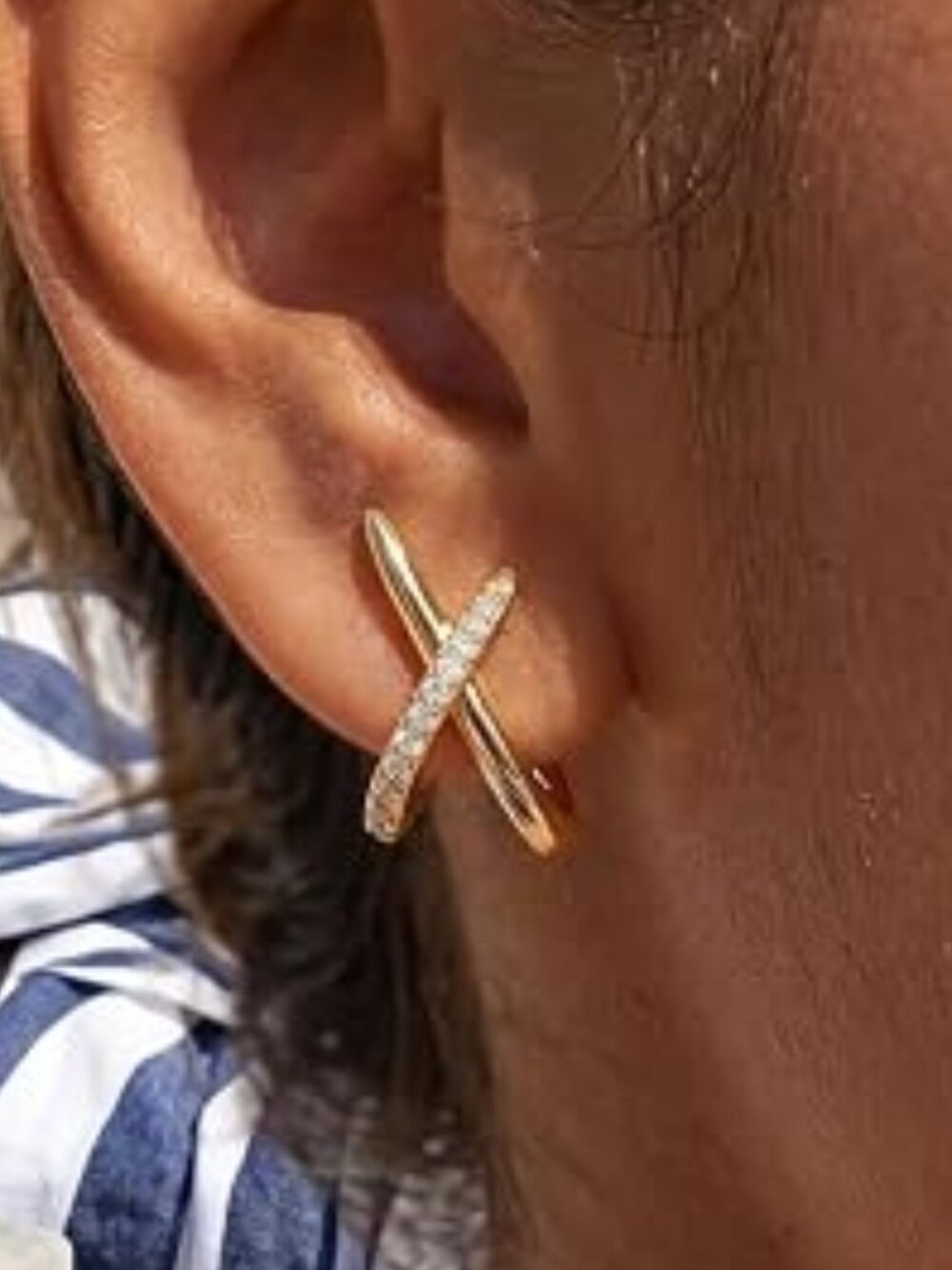 MUMREUES 14K Gold Plated CZ Stud Earrings Dainty Hypoallergenic